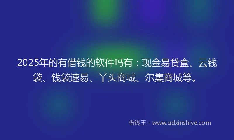 2025年的有借钱的软件吗有：现金易贷盒、云钱袋、钱袋速易、丫头商城、尔集商城等。