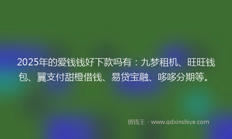 2025年的爱钱钱好下款吗有：九梦租机、旺旺钱包、翼支付甜橙借钱、易贷宝融、哆哆分期等。