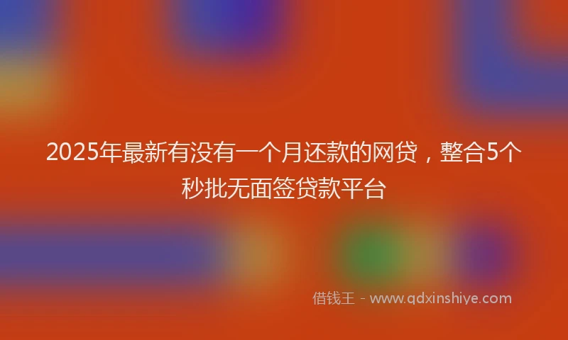 2025年最新有没有一个月还款的网贷，整合5个秒批无面签贷款平台