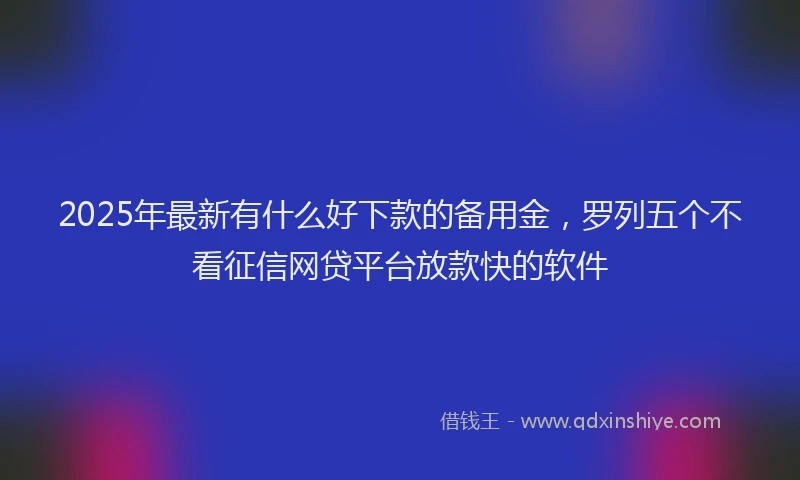 2025年最新有什么好下款的备用金，罗列五个不看征信网贷平台放款快的软件