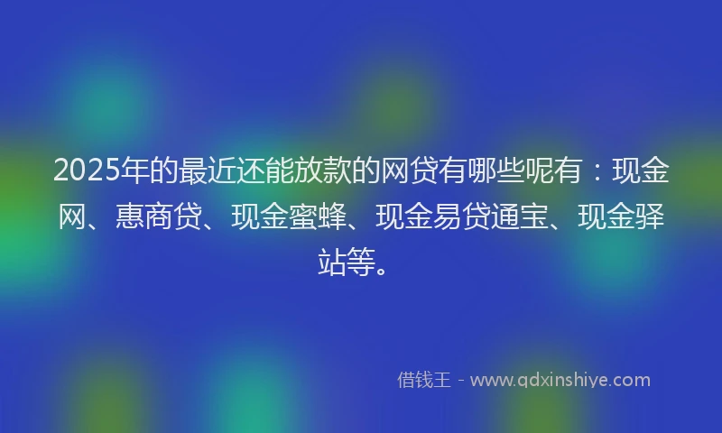 2025年的最近还能放款的网贷有哪些呢有：现金网、惠商贷、现金蜜蜂、现金易贷通宝、现金驿站等。