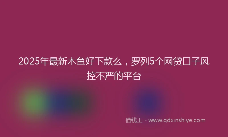2025年最新木鱼好下款么，罗列5个网贷口子风控不严的平台