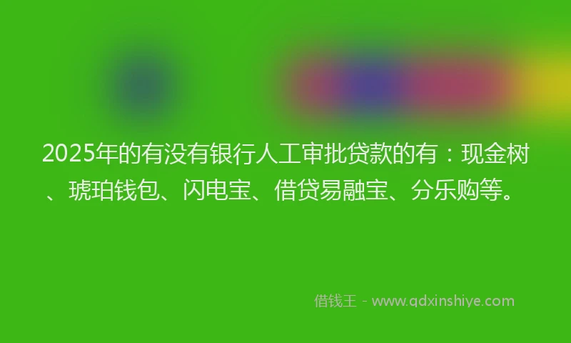 2025年的有没有银行人工审批贷款的有：现金树、琥珀钱包、闪电宝、借贷易融宝、分乐购等。