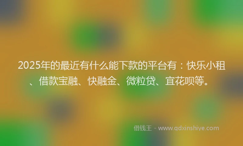 2025年的最近有什么能下款的平台有：快乐小租、借款宝融、快融金、微粒贷、宜花呗等。