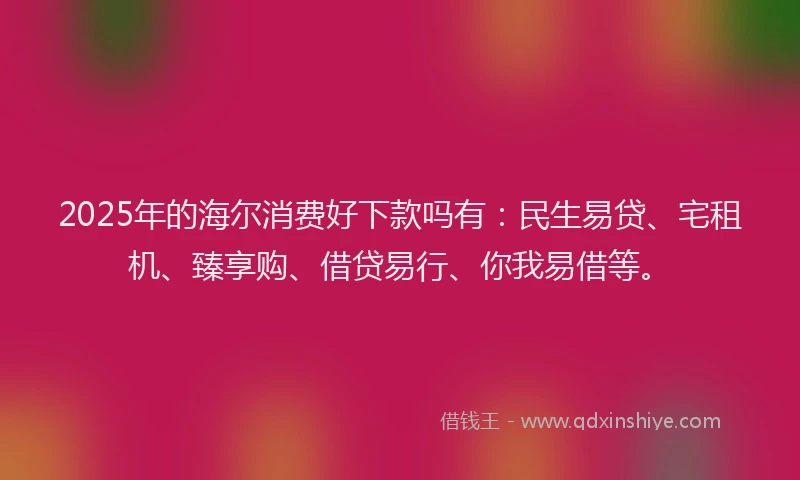 2025年的海尔消费好下款吗有：民生易贷、宅租机、臻享购、借贷易行、你我易借等。