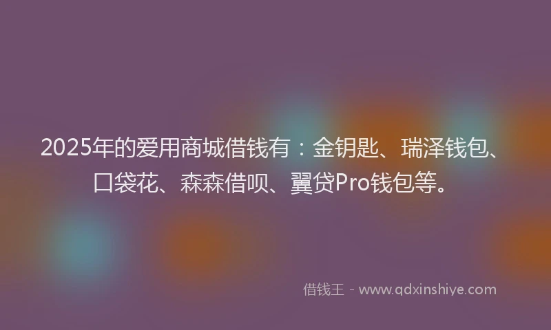 2025年的爱用商城借钱有：金钥匙、瑞泽钱包、口袋花、森森借呗、翼贷Pro钱包等。