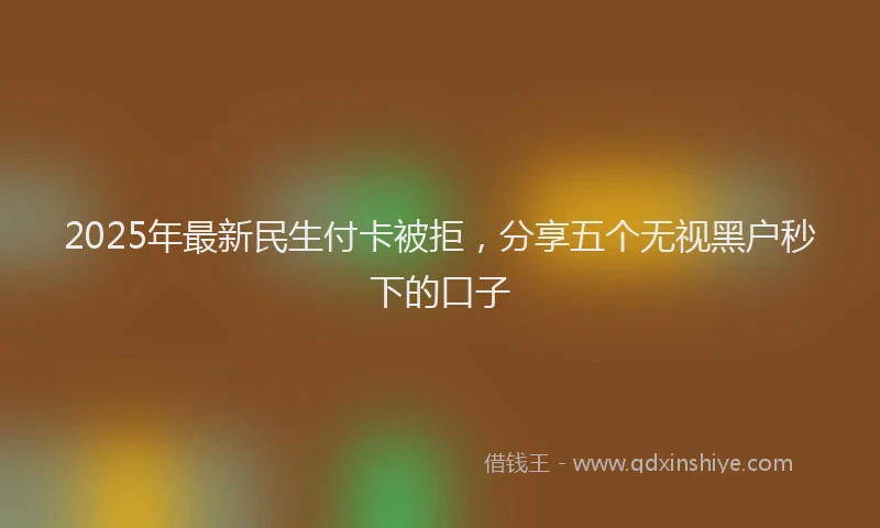 2025年最新民生付卡被拒，分享五个无视黑户秒下的口子