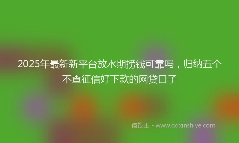 2025年最新新平台放水期捞钱可靠吗，归纳五个不查征信好下款的网贷口子