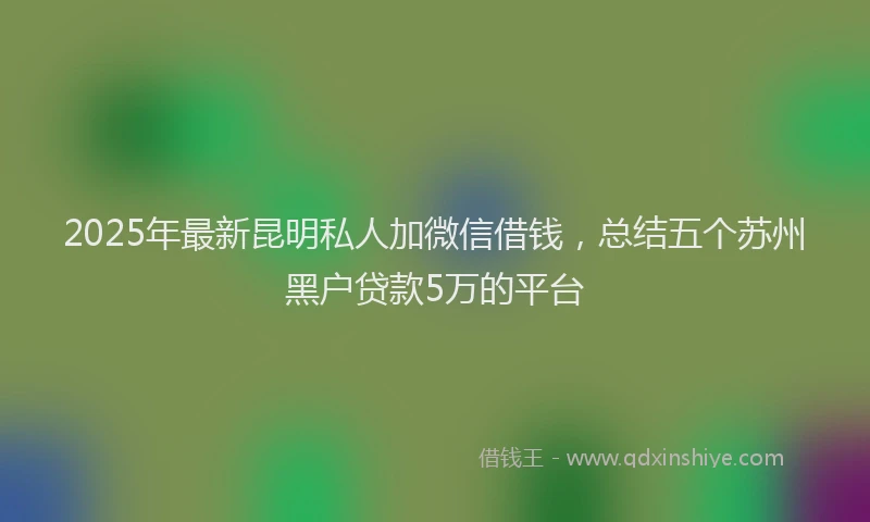 2025年最新昆明私人加微信借钱，总结五个苏州黑户贷款5万的平台