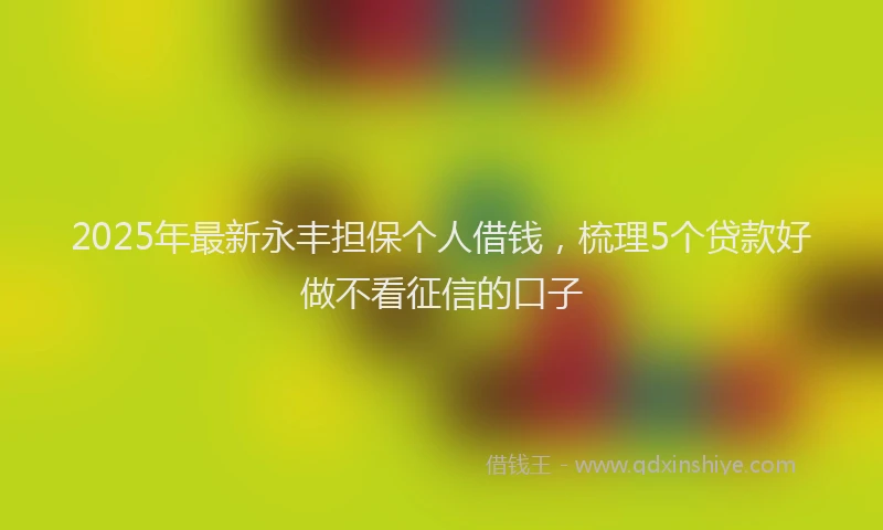 2025年最新永丰担保个人借钱，梳理5个贷款好做不看征信的口子