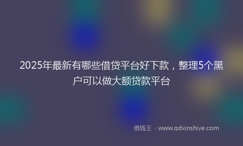 2025年最新有哪些借贷平台好下款，整理5个黑户可以做大额贷款平台