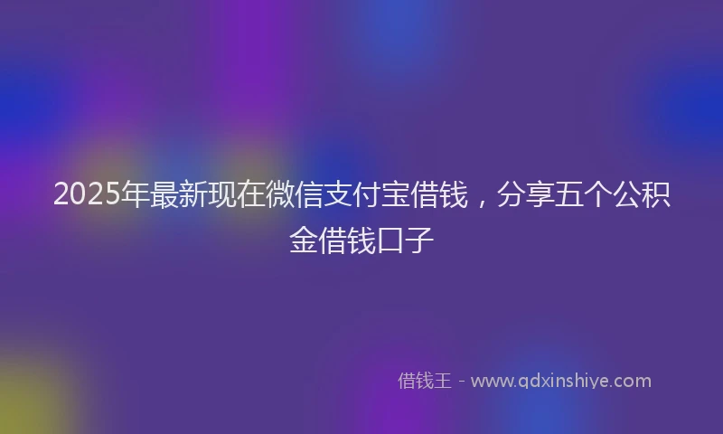 2025年最新现在微信支付宝借钱，分享五个公积金借钱口子