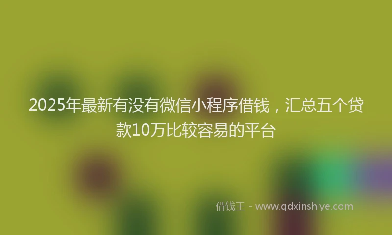 2025年最新有没有微信小程序借钱，汇总五个贷款10万比较容易的平台