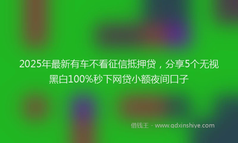 2025年最新有车不看征信抵押贷，分享5个无视黑白100%秒下网贷小额夜间口子