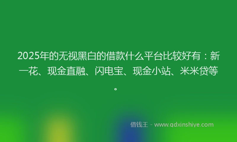 2025年的无视黑白的借款什么平台比较好有：新一花、现金直融、闪电宝、现金小站、米米贷等。