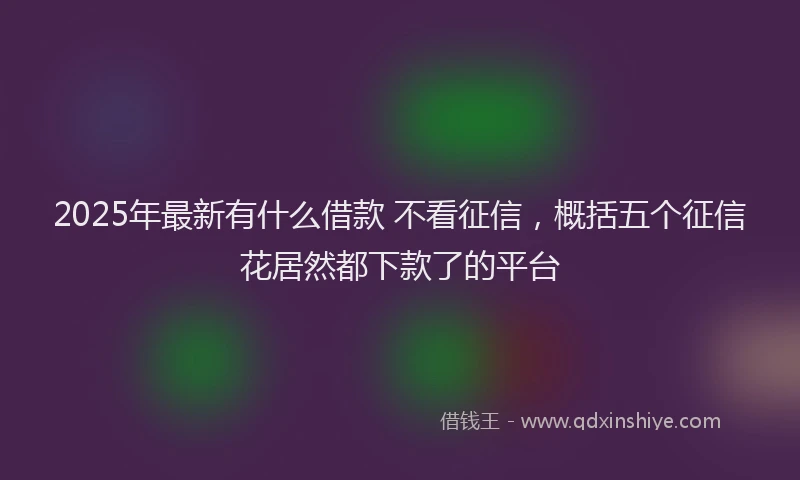 2025年最新有什么借款 不看征信，概括五个征信花居然都下款了的平台