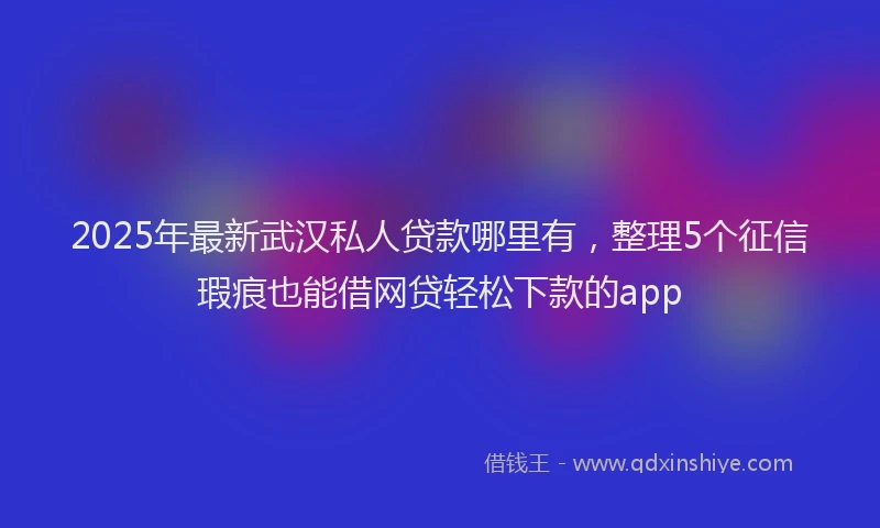 2025年最新武汉私人贷款哪里有，整理5个征信瑕疵也能借网贷轻松下款的app