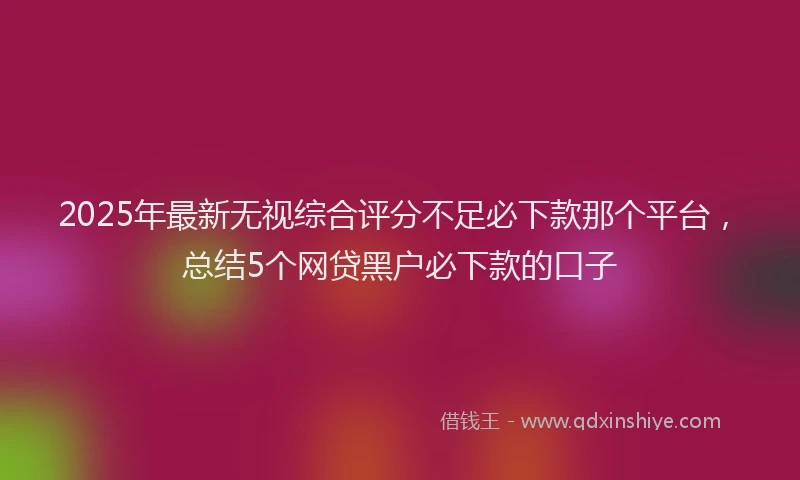 2025年最新无视综合评分不足必下款那个平台，总结5个网贷黑户必下款的口子