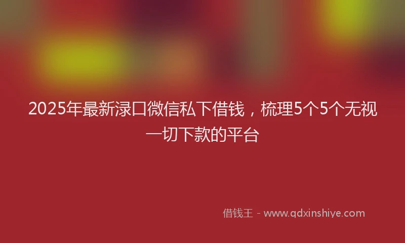 2025年最新渌口微信私下借钱，梳理5个5个无视一切下款的平台