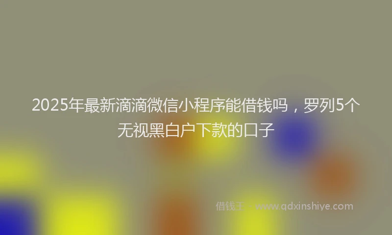 2025年最新滴滴微信小程序能借钱吗，罗列5个无视黑白户下款的口子