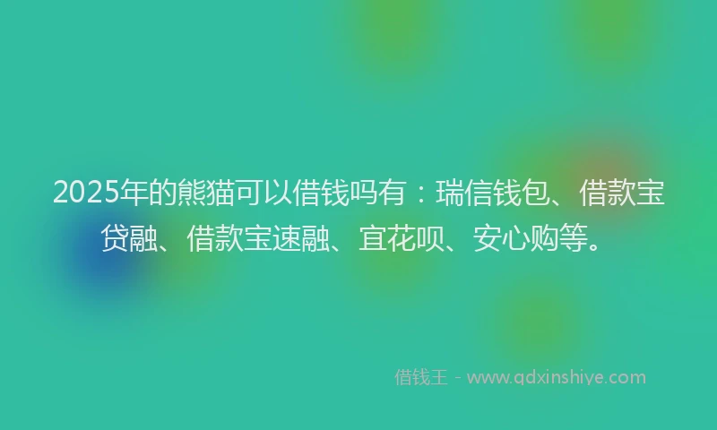 2025年的熊猫可以借钱吗有：瑞信钱包、借款宝贷融、借款宝速融、宜花呗、安心购等。