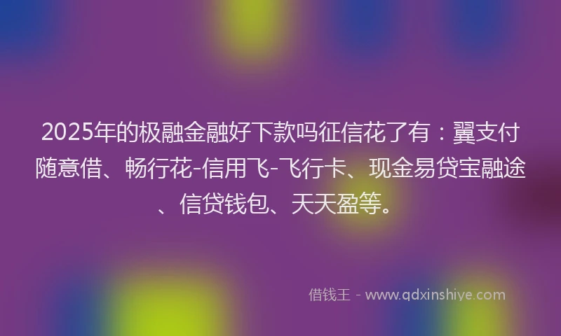 2025年的极融金融好下款吗征信花了有：翼支付随意借、畅行花-信用飞-飞行卡、现金易贷宝融途、信贷钱包、天天盈等。