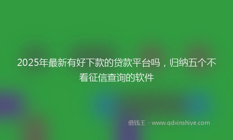 2025年最新有好下款的贷款平台吗，归纳五个不看征信查询的软件