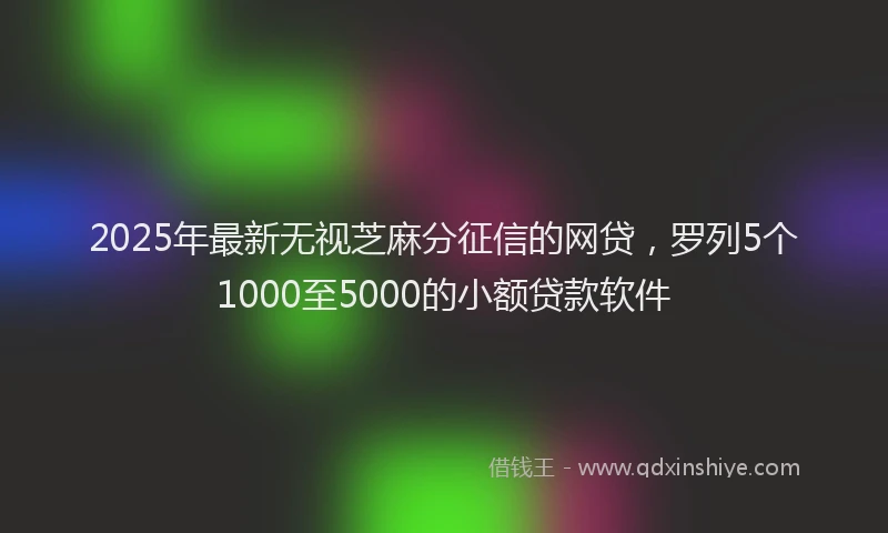 2025年最新无视芝麻分征信的网贷，罗列5个1000至5000的小额贷款软件