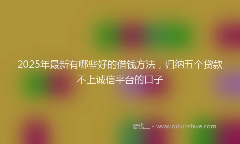 2025年最新有哪些好的借钱方法，归纳五个贷款不上诚信平台的口子