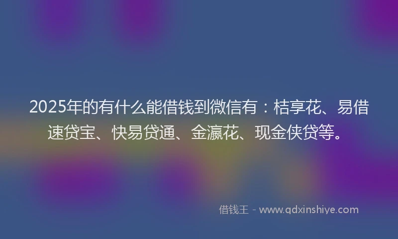 2025年的有什么能借钱到微信有：桔享花、易借速贷宝、快易贷通、金瀛花、现金侠贷等。