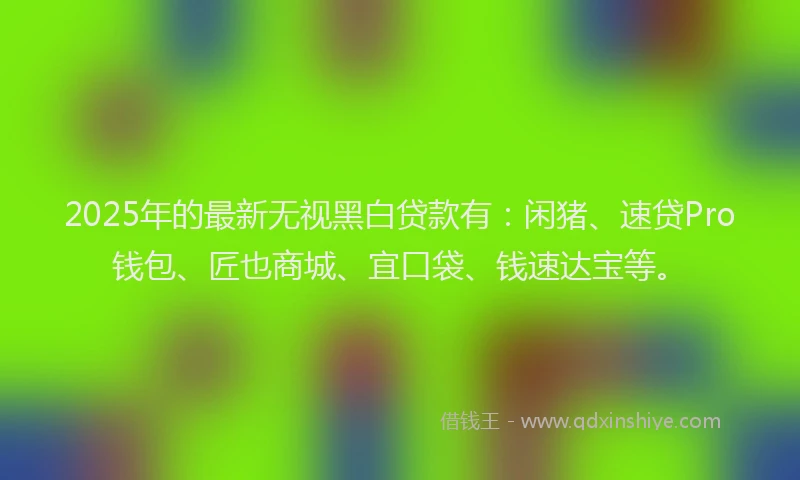 2025年的最新无视黑白贷款有：闲猪、速贷Pro钱包、匠也商城、宜口袋、钱速达宝等。