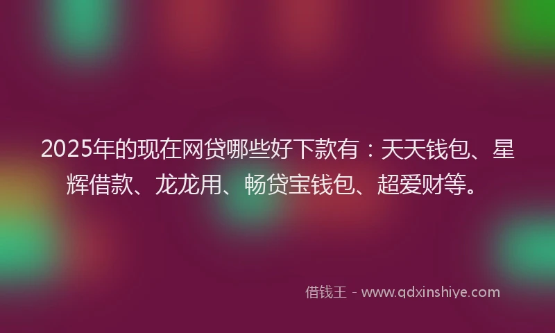 2025年的现在网贷哪些好下款有：天天钱包、星辉借款、龙龙用、畅贷宝钱包、超爱财等。
