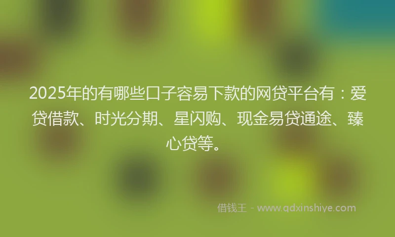 2025年的有哪些口子容易下款的网贷平台有：爱贷借款、时光分期、星闪购、现金易贷通途、臻心贷等。