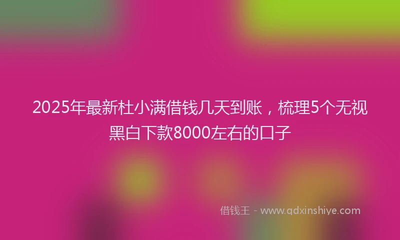 2025年最新杜小满借钱几天到账，梳理5个无视黑白下款8000左右的口子