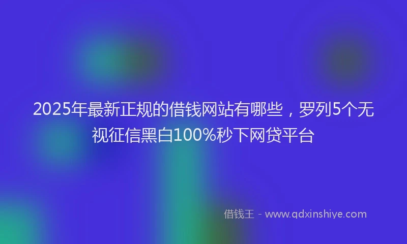 2025年最新正规的借钱网站有哪些，罗列5个无视征信黑白100%秒下网贷平台