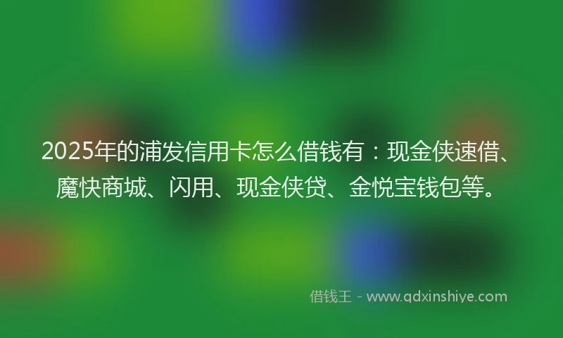 2025年的浦发信用卡怎么借钱有：现金侠速借、魔快商城、闪用、现金侠贷、金悦宝钱包等。