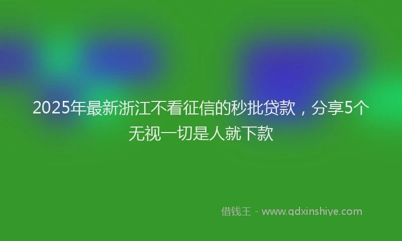 2025年最新浙江不看征信的秒批贷款，分享5个无视一切是人就下款
