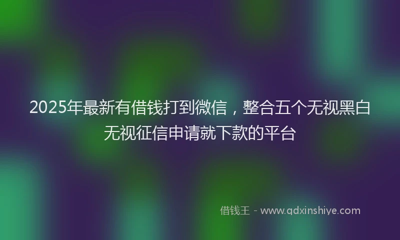 2025年最新有借钱打到微信，整合五个无视黑白无视征信申请就下款的平台