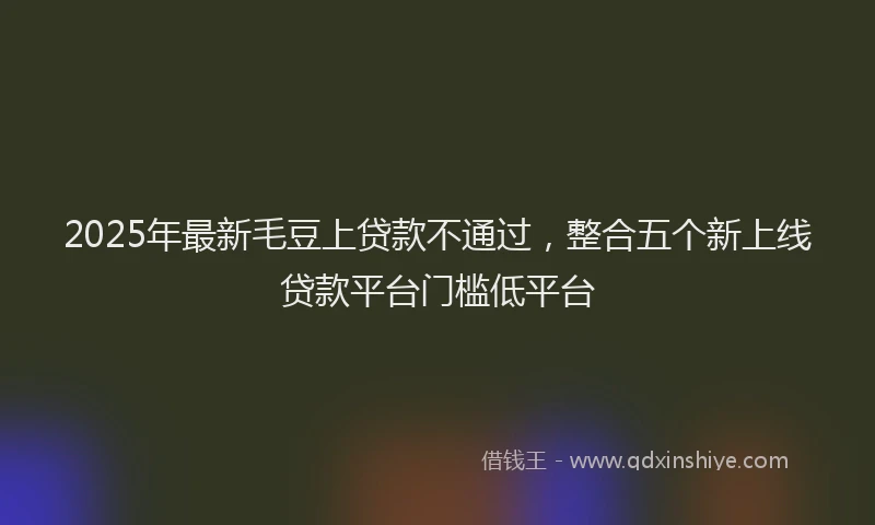 2025年最新毛豆上贷款不通过，整合五个新上线贷款平台门槛低平台