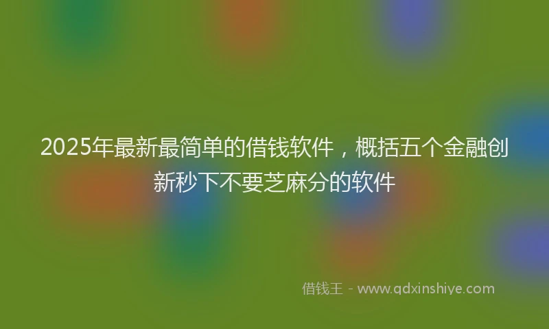 2025年最新最简单的借钱软件，概括五个金融创新秒下不要芝麻分的软件