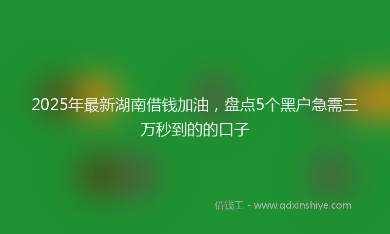 2025年最新湖南借钱加油，盘点5个黑户急需三万秒到的的口子