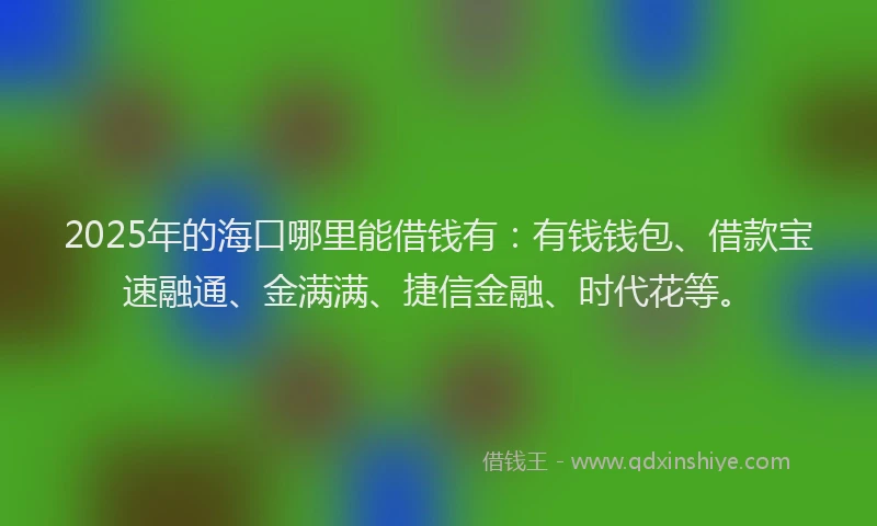 2025年的海口哪里能借钱有：有钱钱包、借款宝速融通、金满满、捷信金融、时代花等。