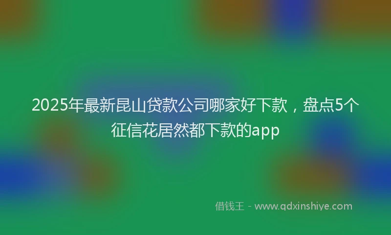 2025年最新昆山贷款公司哪家好下款，盘点5个征信花居然都下款的app