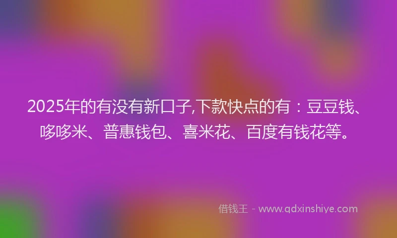 2025年的有没有新口子,下款快点的有：豆豆钱、哆哆米、普惠钱包、喜米花、百度有钱花等。