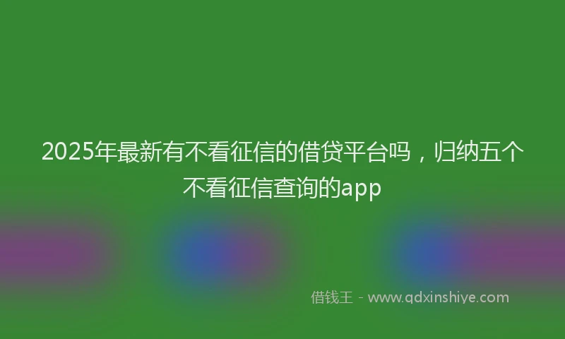 2025年最新有不看征信的借贷平台吗，归纳五个不看征信查询的app