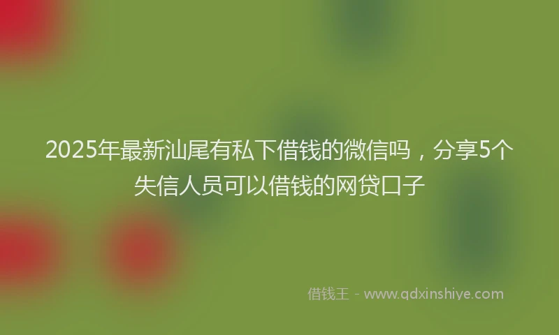 2025年最新汕尾有私下借钱的微信吗，分享5个失信人员可以借钱的网贷口子