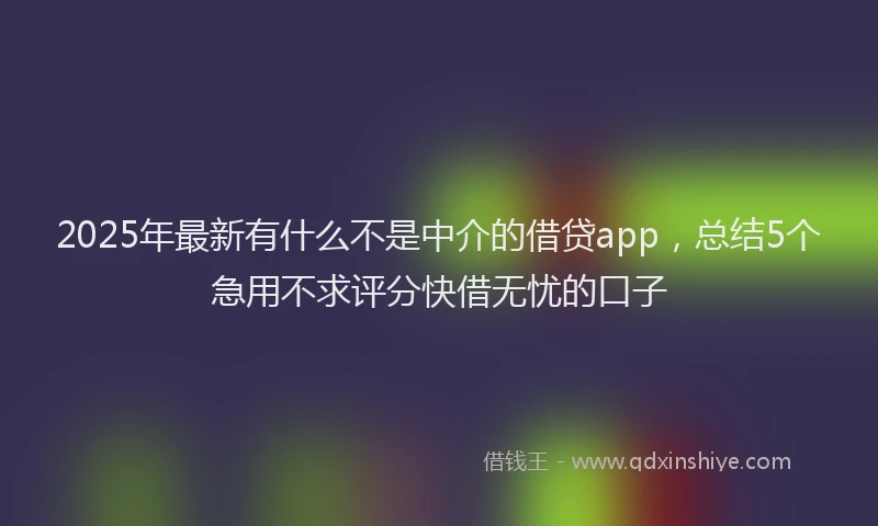 2025年最新有什么不是中介的借贷app，总结5个急用不求评分快借无忧的口子