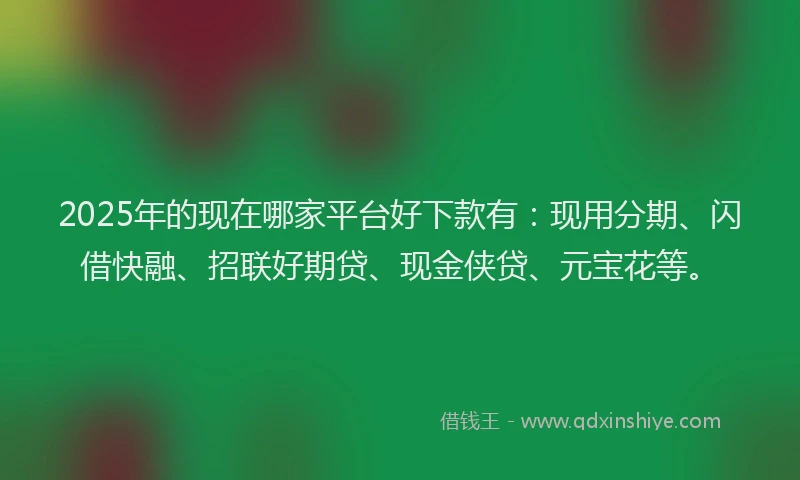 2025年的现在哪家平台好下款有：现用分期、闪借快融、招联好期贷、现金侠贷、元宝花等。