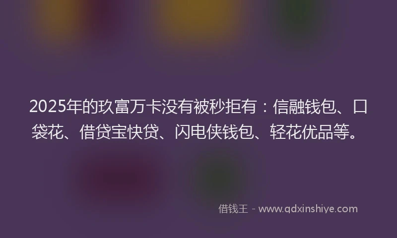 2025年的玖富万卡没有被秒拒有：信融钱包、口袋花、借贷宝快贷、闪电侠钱包、轻花优品等。