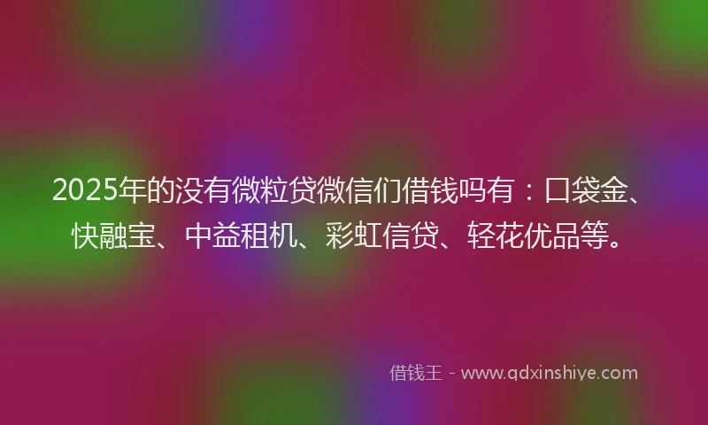2025年的没有微粒贷微信们借钱吗有：口袋金、快融宝、中益租机、彩虹信贷、轻花优品等。